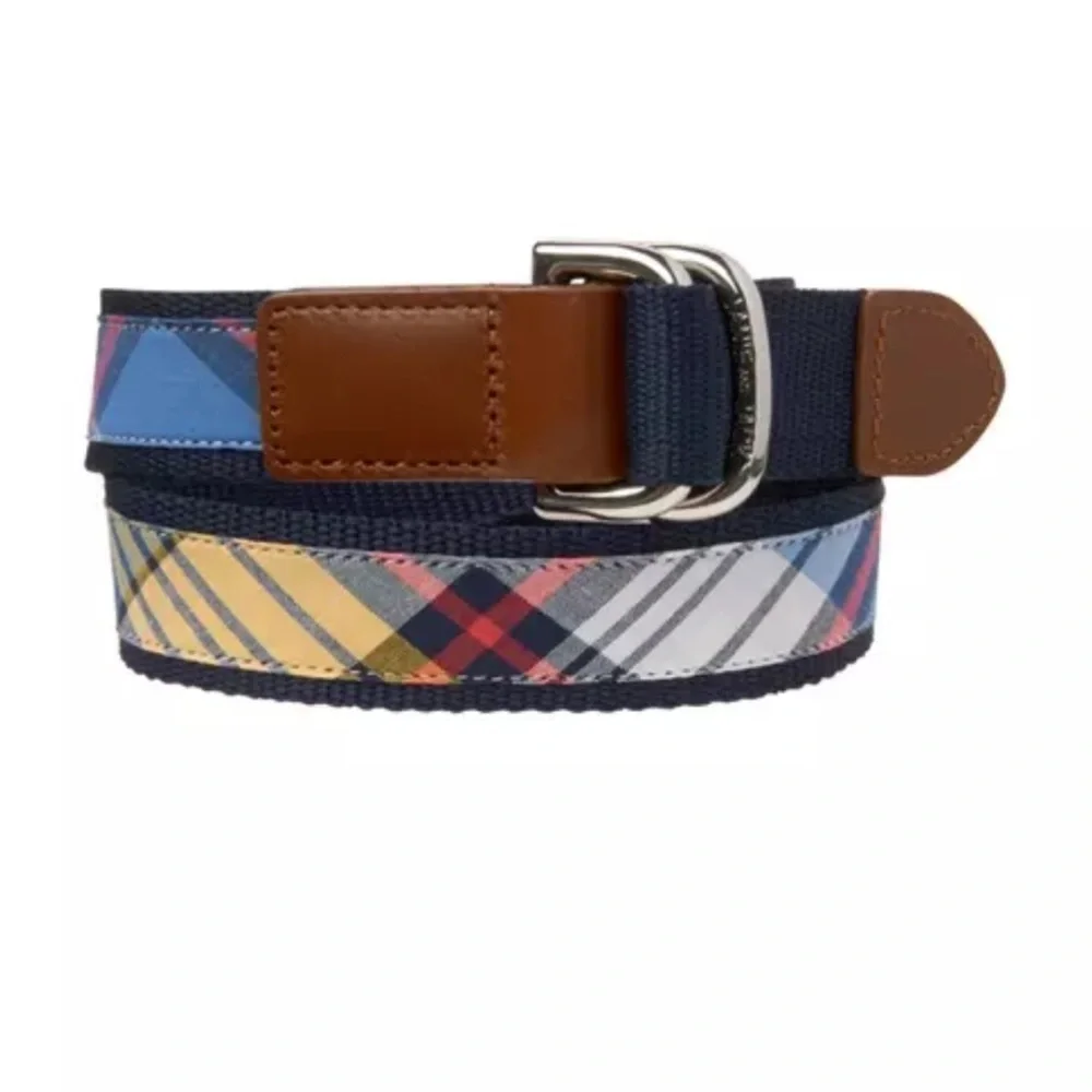 Janie and Jack Picnic blue madras plaid belt Size 2T to 3